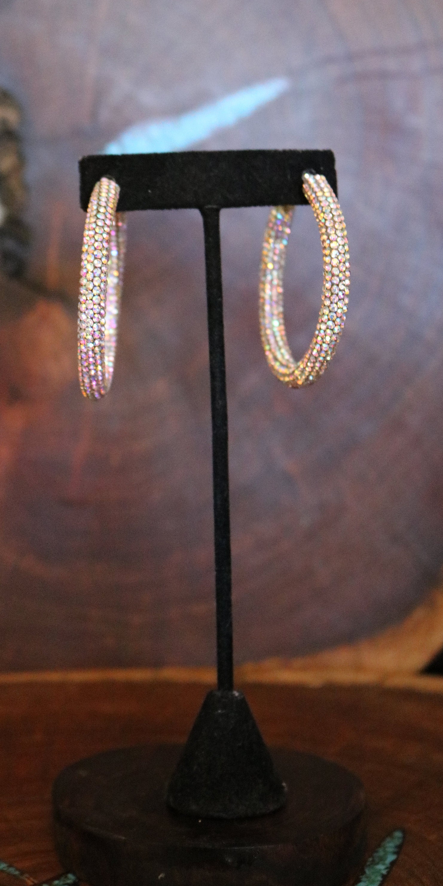 Hoop Rhinestone Earrings Ab Hoop Earrings Iridescent Fitness - Etsy