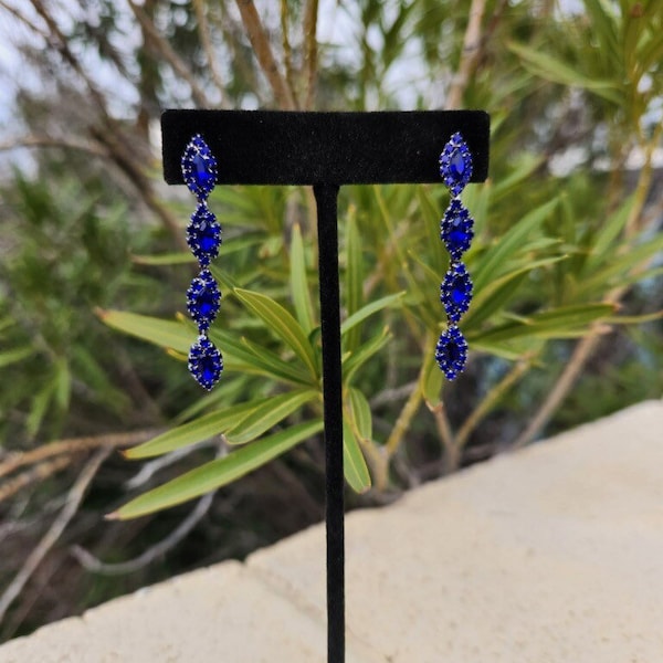 Cobalt blue earrings, royal blue earrings, blue dangle earrings, blue prom earrings