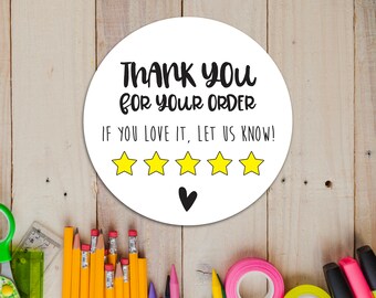 Review Stickers - Thank You Stickers - Sticky Labels - Leave A Review Stickers - Packaging Supplies - Thank You Review Stickers