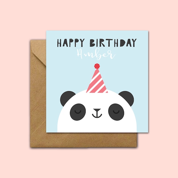 Personalised Kids Birthday Card Personalised Panda Birthday Card