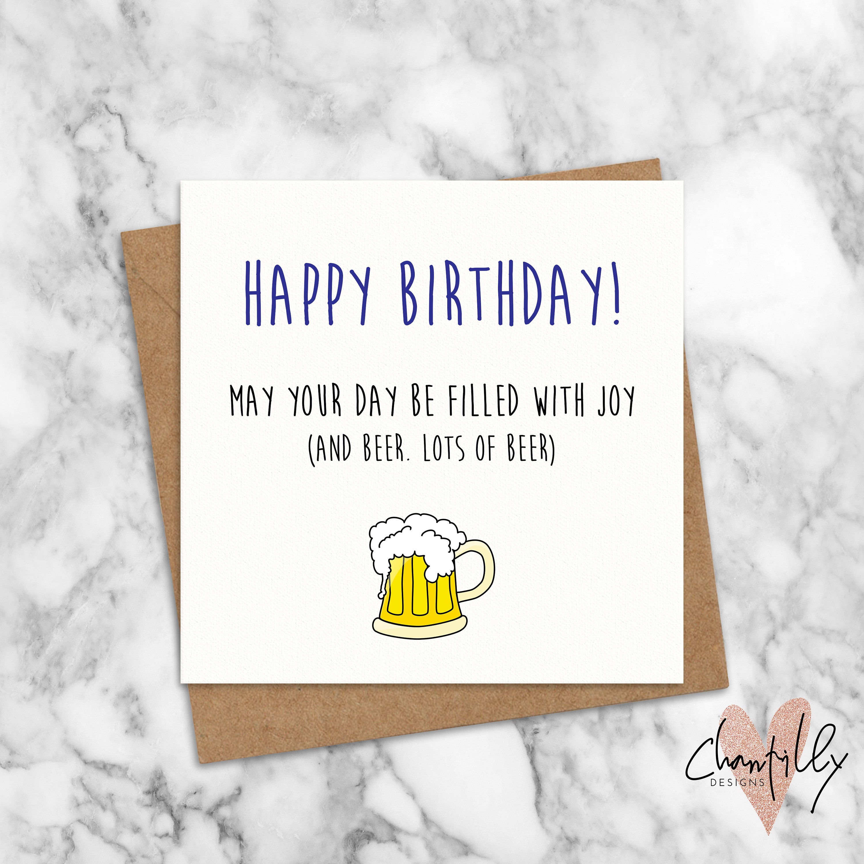 Joy And Beer Birthday Card For Him Funny Mens Birthday | Etsy