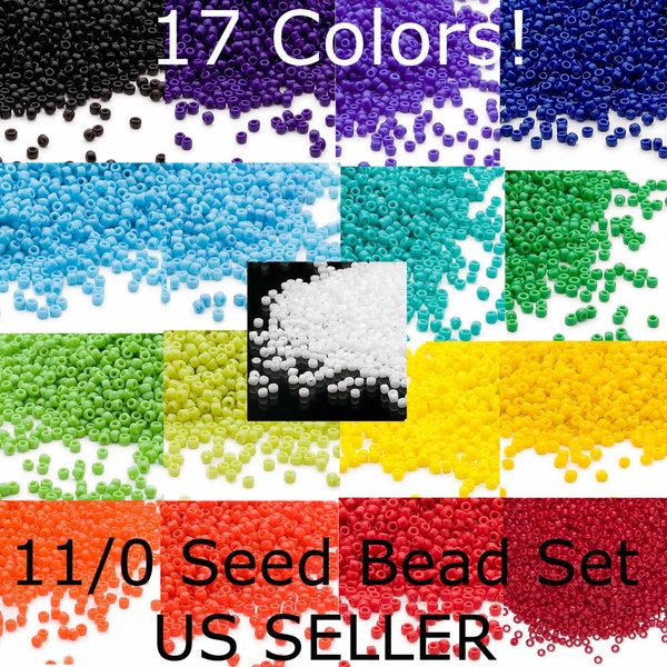 11/0 Opaque Seed Bead Lot Nice Quality 4 Native American Beadwork Beads Set 2mm