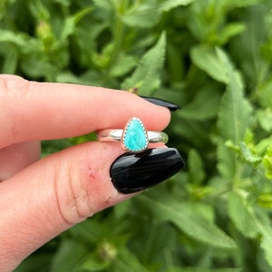 Handmade Lone Mountain Turquoise and Sterling Silver Ring Size 7.5