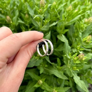 Sterling Silver Hand Stamped Stud Hoop Earrings