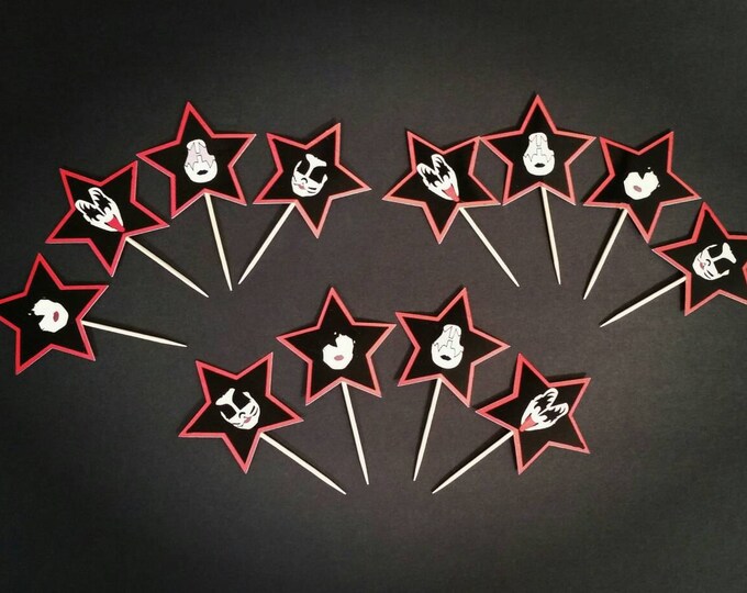 Kiss Band Cupcake Toppers, Kiss Band Birthday Party, Kiss Party