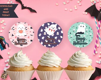 Pastel Halloween Decor, Pastel Halloween Party, Pastel Halloween Party Decorations, Pastel Halloween Cupcake Toppers, Cute Pastel Halloween