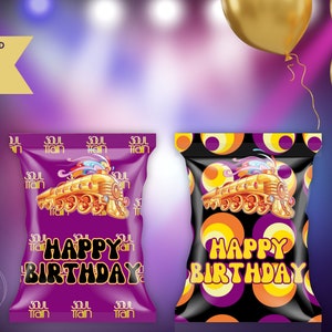 Soul Train Party, Soul Train Theme, Soul Train Chip Bags, Soul Train Theme Party, Soul Train Party Decor, Soul Train Party Favors