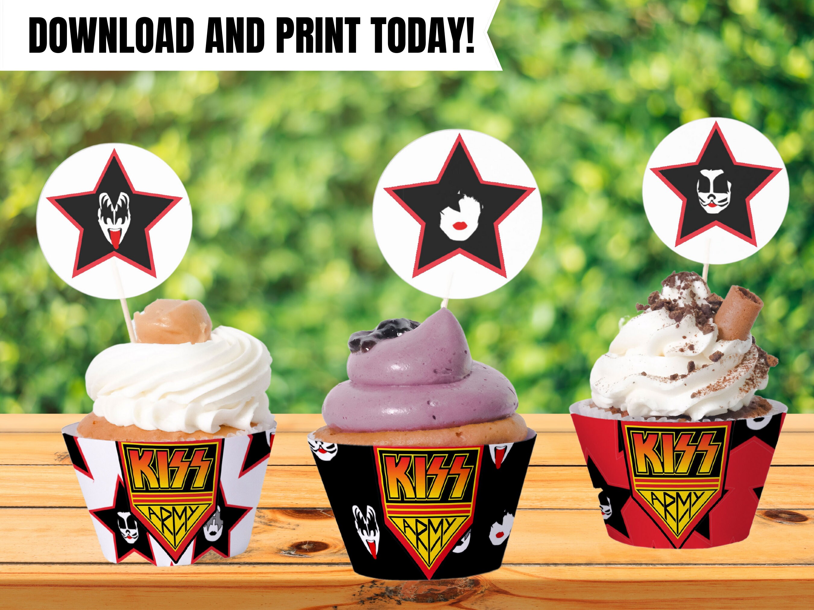 Kiss Band Cupcake Toppers Kiss Band Birthday Party Kiss Etsy