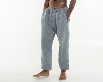 Ash Grey Linen Men's Pants | Tailored Fit Casual Trousers for Versatile Comfort | Takiyu Loungewear TAKIYU MAN PANTS