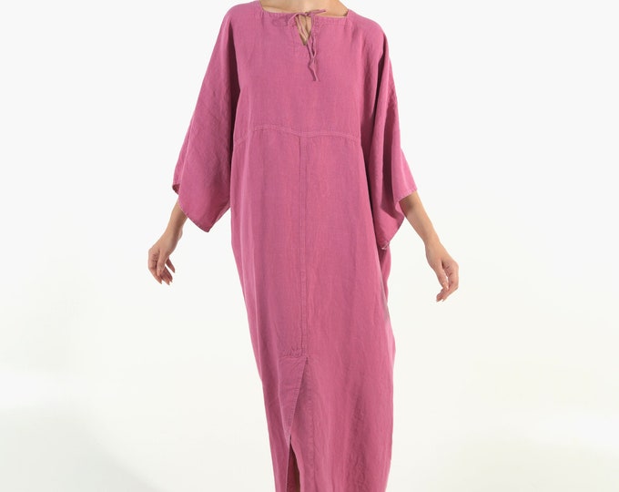 Soft Linen Dress/caftan MYSTIQUE Grapes PURPLE pure linen caftan. Oversized loose fit. ONESIZE. Simple, contemporary, comfortable.