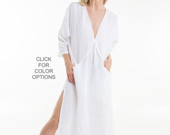 Shio Women's Linen Kaftan | Elegant Oversized Tunic in Nine Captivating Colors | Handcrafted Comfort