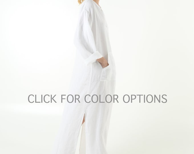 Linen Kaftan for Women | Plus Size Maxi Dress with Color Selections | Oversize Tunic for Summer, Maternity, and Beach dress. JEFF