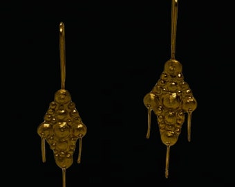 24ct PURE Gold handmade earrings. Unique pair