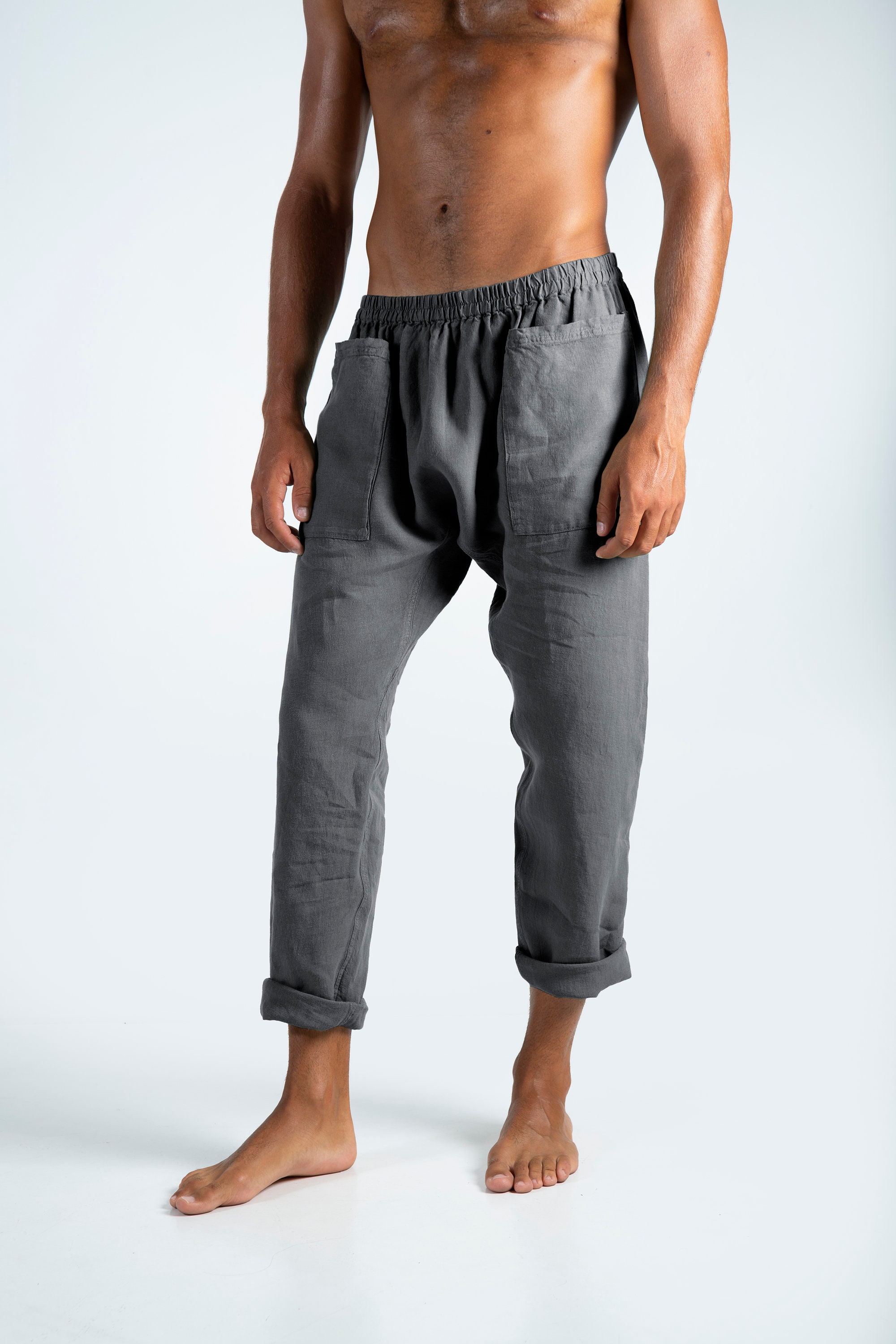 Linen pants for men. PETRA PANTS. Lead Grey pure linen Pants for men ...