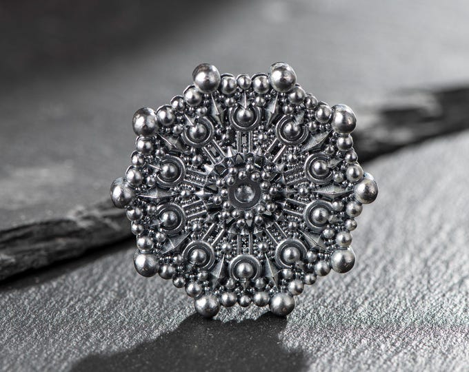 Pure Silver Pendant 999.9 by Constantinos Kyriacou – Oxidized 40mm & 24mm, 528Hz Water Molecule Design, Certificate of Authenticity