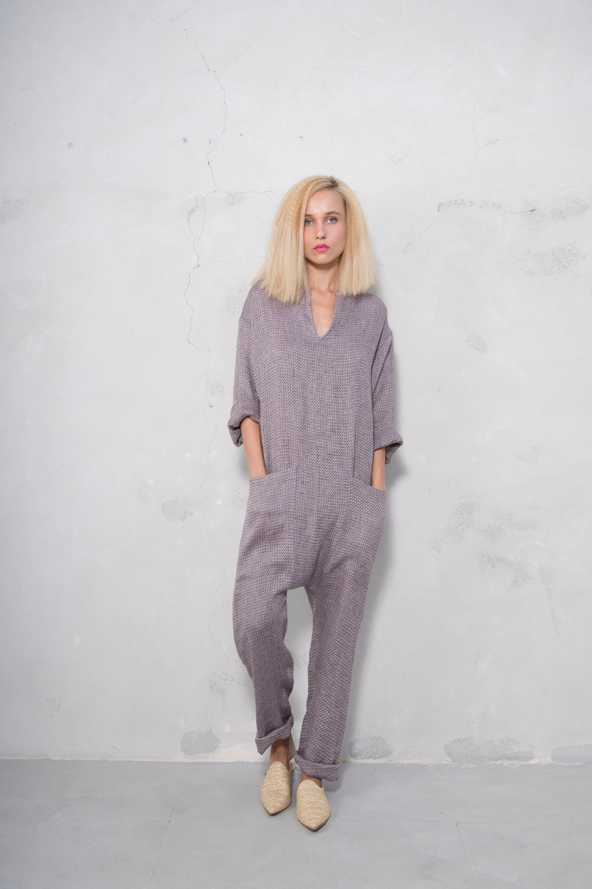 plum colored jumpsuit