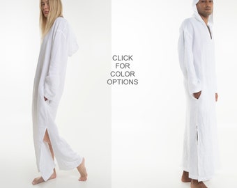Cosmopolitan Unisex Linen Hooded Kaftan | Stylish Comfort for All | Handcrafted Elegance