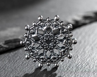Pure Silver Pendant 999.9 by Constantinos Kyriacou – Oxidized 40mm & 24mm, 432Hz Water Molecule Design, Certificate of Authenticity