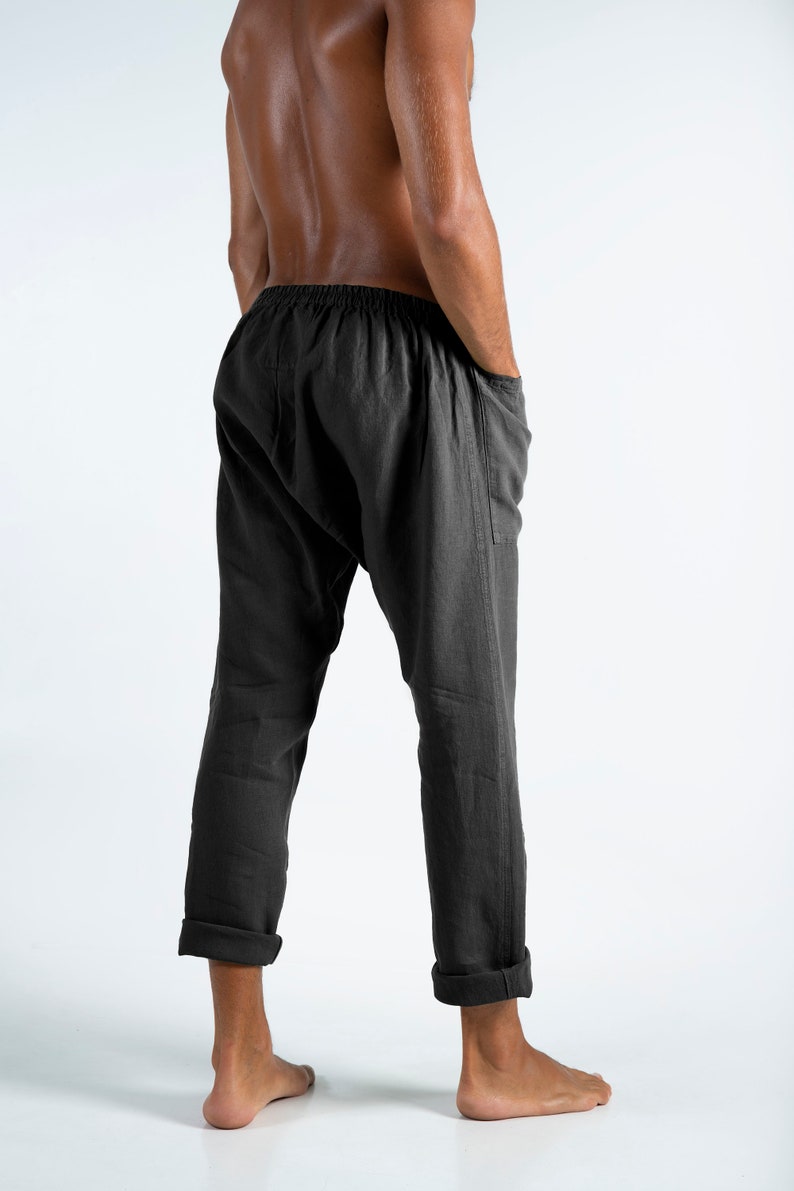 Linen Pants for Men. PETRA PANTS. Anthracite Black Pure Linen | Etsy