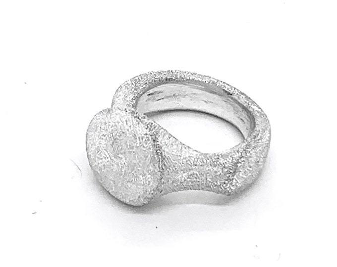 Simple Pure Fine Silver Ring by Constantinos Kyriacou – Handmade 999 Silver Jewelry with Certificate of Authenticity | coarse finish