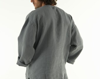 Linen Pants for Men With Pockets SAGE GREY Long Loose Fit - Etsy