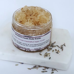 LAVENDER Emulsified Sugar Scrub: sugar scrub / exfoliate soften / cocoa butter / shea butter / smooth skin / gift / holiday image 1