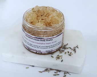 LAVENDER Emulsified Sugar Scrub:  sugar scrub / exfoliate soften / cocoa butter / shea butter / smooth skin / gift / holiday