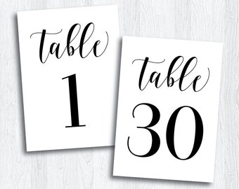 Printable Table Numbers 1 - 30 | Instant Download | Printable Wedding Table Numbers | Events | Banquet | Reception | DIY Bride (SHINE Set)