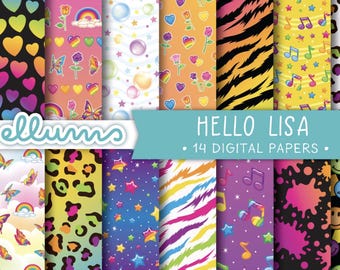 Digitale papieren kinderbestanden jaren 90 | AFDRUKBARE JPG | 8,5 x 11 en 12 x 12 inch