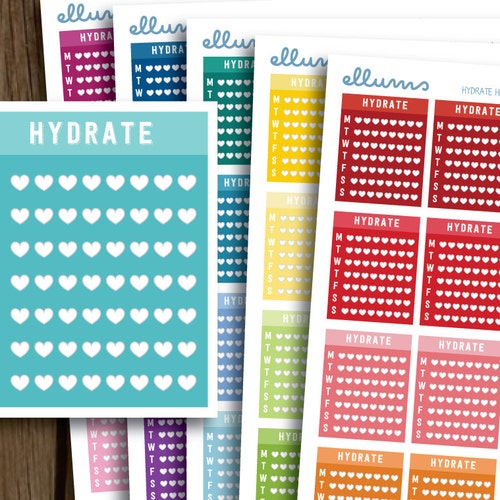 Printable Cute Weekly Hydrate Stickers Water Tracker - Etsy
