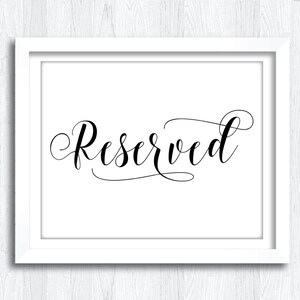 Printable Reserved Sign Instant Download Wedding Reserved - Etsy