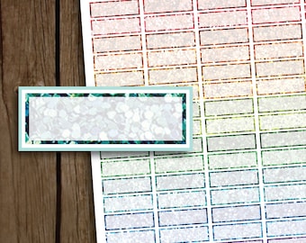 Glitter Quarter Box Planner Stickers | PRINTABLE Pdf Jpg | Quarter Box Sticker | Glitter Box | fits Erin Condren Happy Planner Recollections