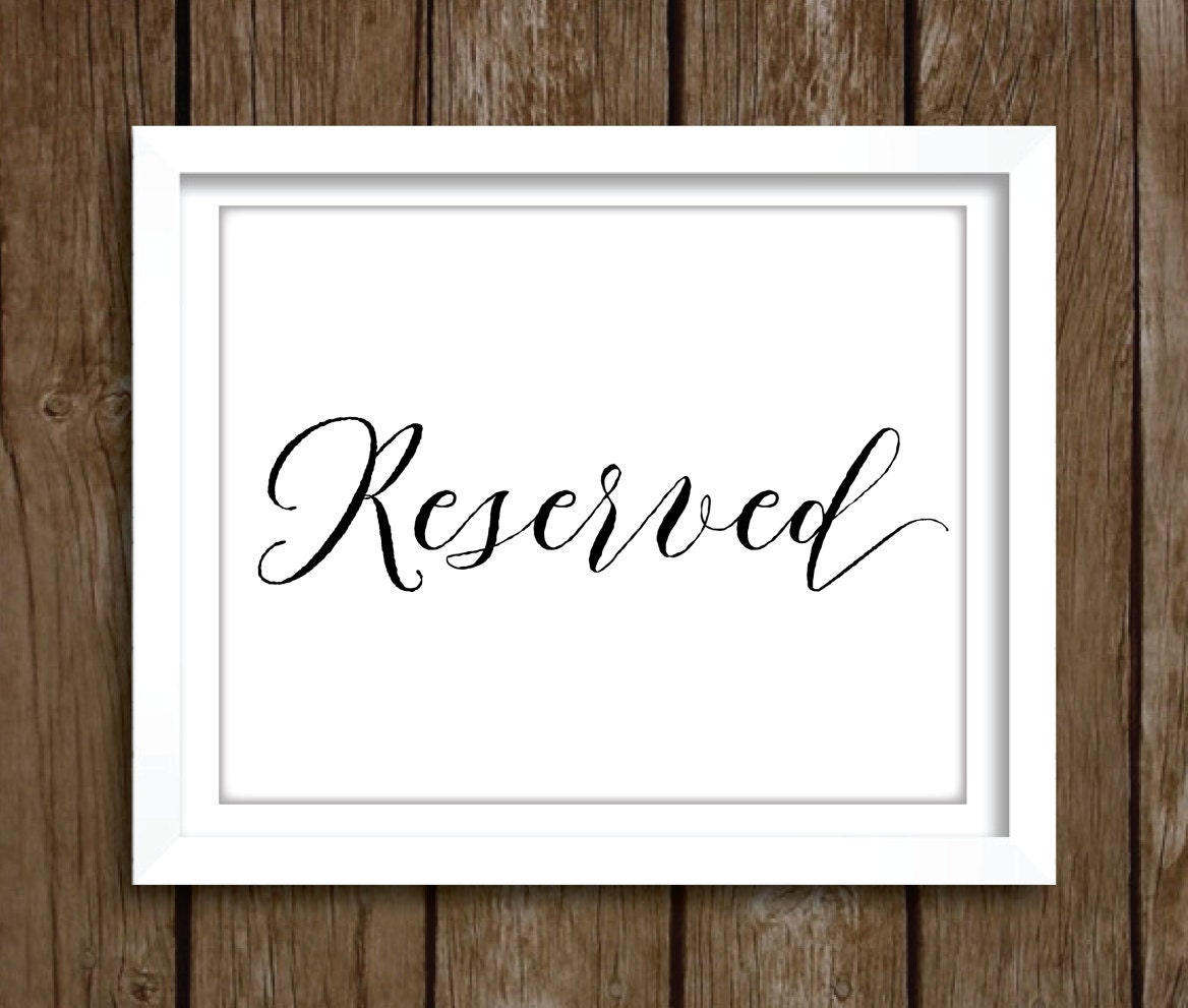Printable Reserved Sign Pdf Jpg Wedding Reserved Sign | Etsy