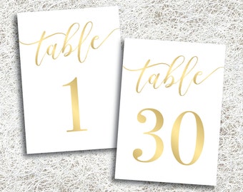 Gold Printable Wedding Table Numbers 1 - 30 | Instant Download | Printable Gold Table Numbers | Events | Banquet | Reception (FROST Set)