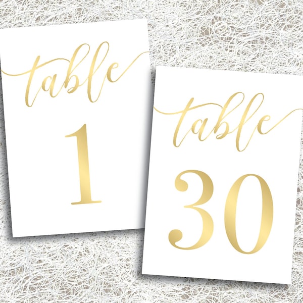 Gold Printable Wedding Table Numbers 1 - 30 | Instant Download | Printable Gold Table Numbers | Events | Banquet | Reception (FROST Set)