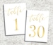 Gold Printable Wedding Table Numbers 1 - 30 | Instant Download | Printable Gold Table Numbers | Events | Banquet | Reception (FROST Set)