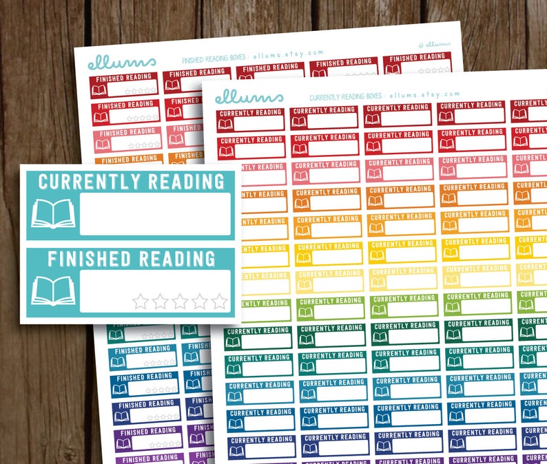 Reading Planner Stickers | PRINTABLE Instant Download | Currently Reading Stickers | Finished Reading | fits Erin Condren or Happy Planner 