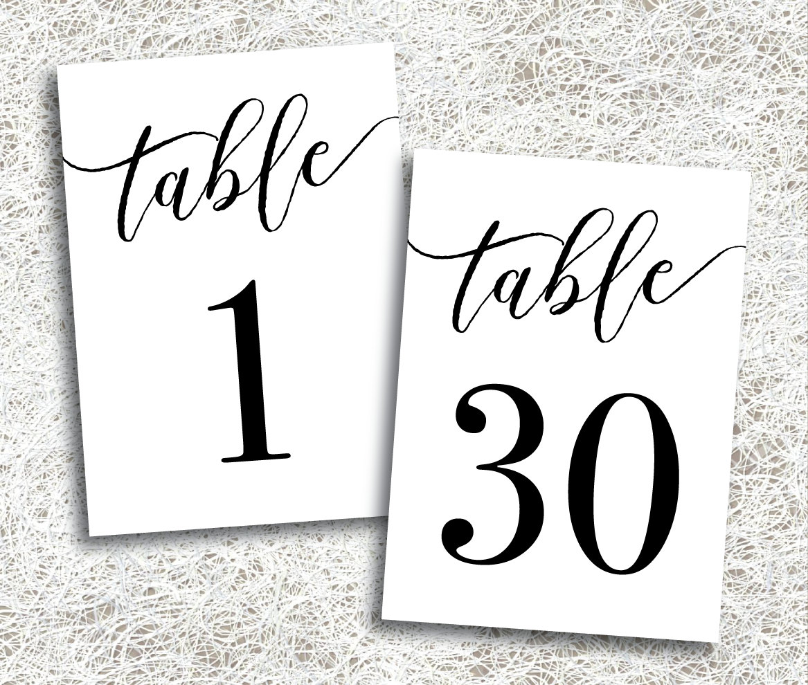 Ivory And Black Table Cards 1-10