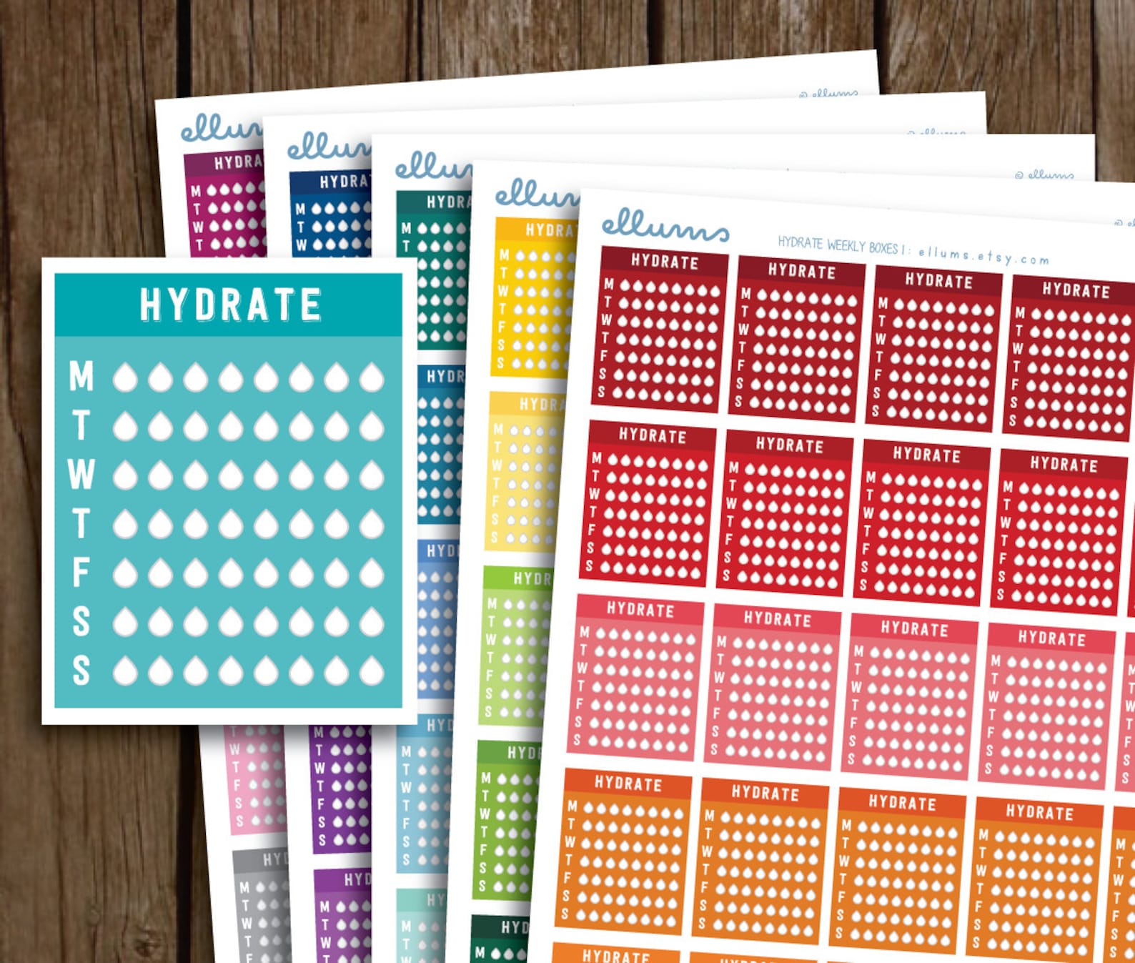 Hydrate PRINTABLE PLANNER STICKERS Weekly Box Hydrate - Etsy