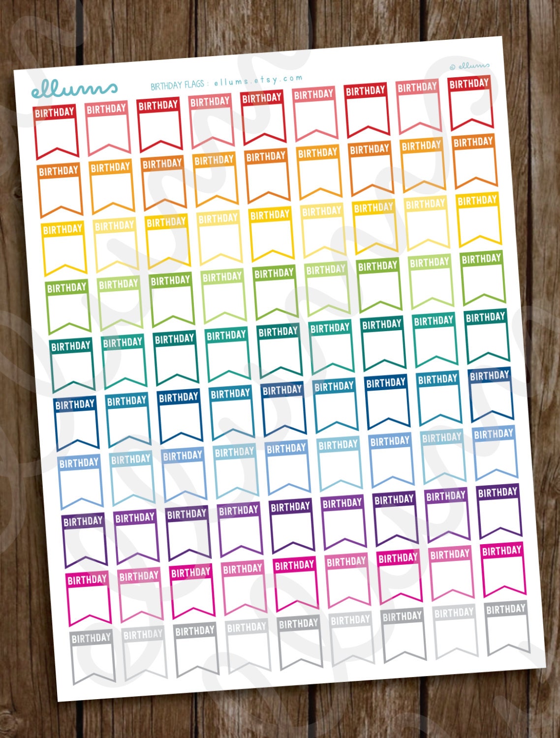 Birthday Stickers PRINTABLE Pdf Jpg Birthday Planner | Etsy