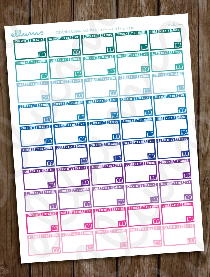 reading half box planner stickers printable pdf jpg etsy