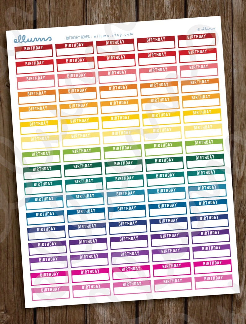 birthday planner stickers printable instant download etsy