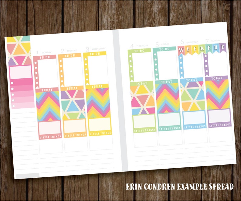 pastel rainbow weekly planner stickers printable instant