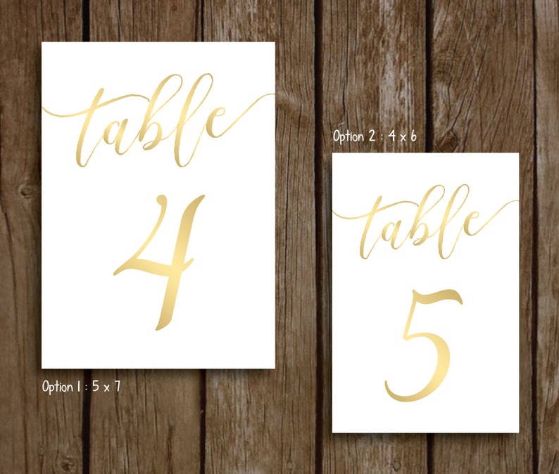 gold wedding table numbers 1 10 printable instant download