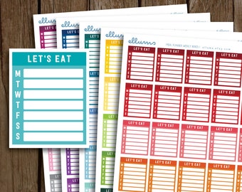 Meal Planning Side Bar Stickers | PRINTABLE Instant Download | Meal Planner Stickers | Meal Boxes | Weekly Meal Tracker | fits Erin Condren