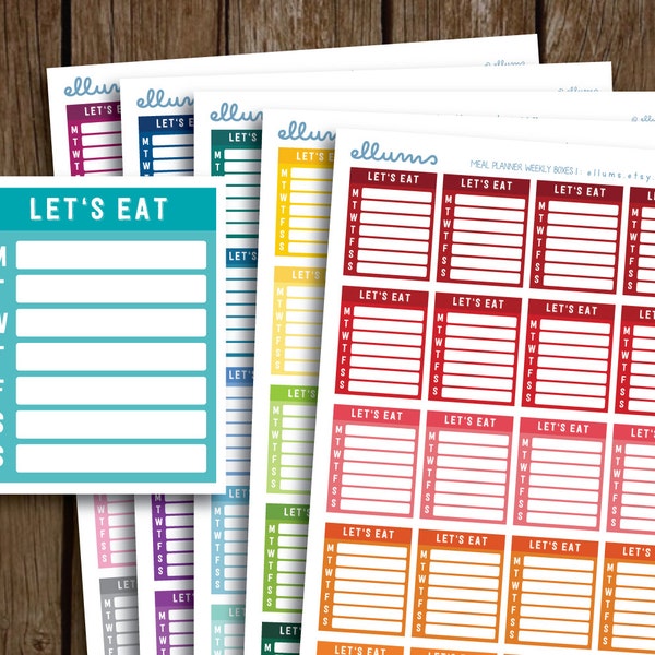 Meal Planning Side Bar Stickers | PRINTABLE Instant Download | Meal Planner Stickers | Meal Boxes | Weekly Meal Tracker | fits Erin Condren
