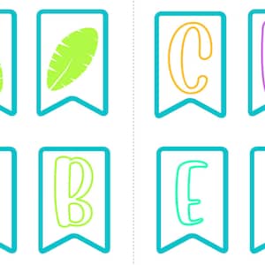 Pineapple and Palm Party Bunting, Printable, Instant Download
