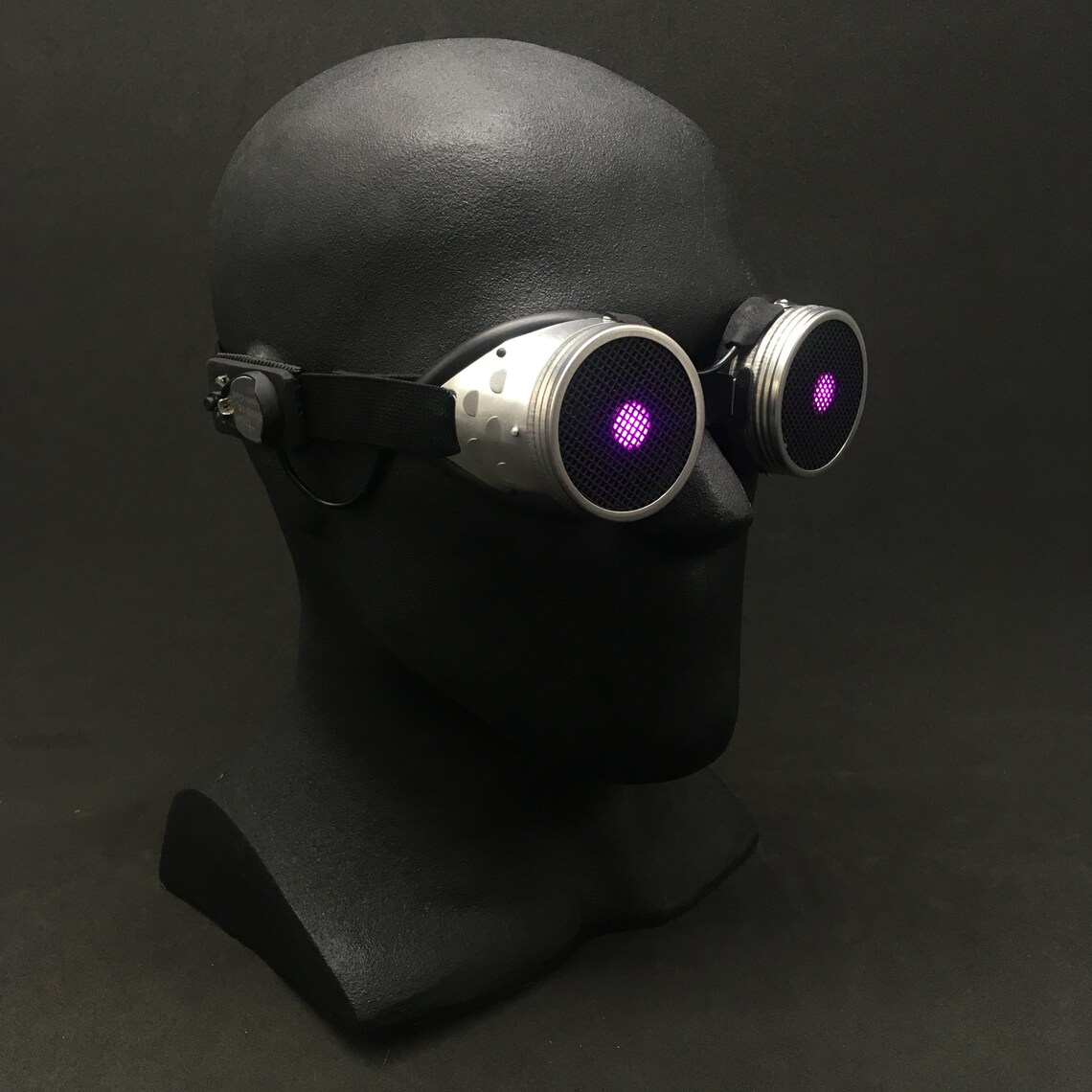 Goggles backlit Purple dot steampunk goggles Etsy