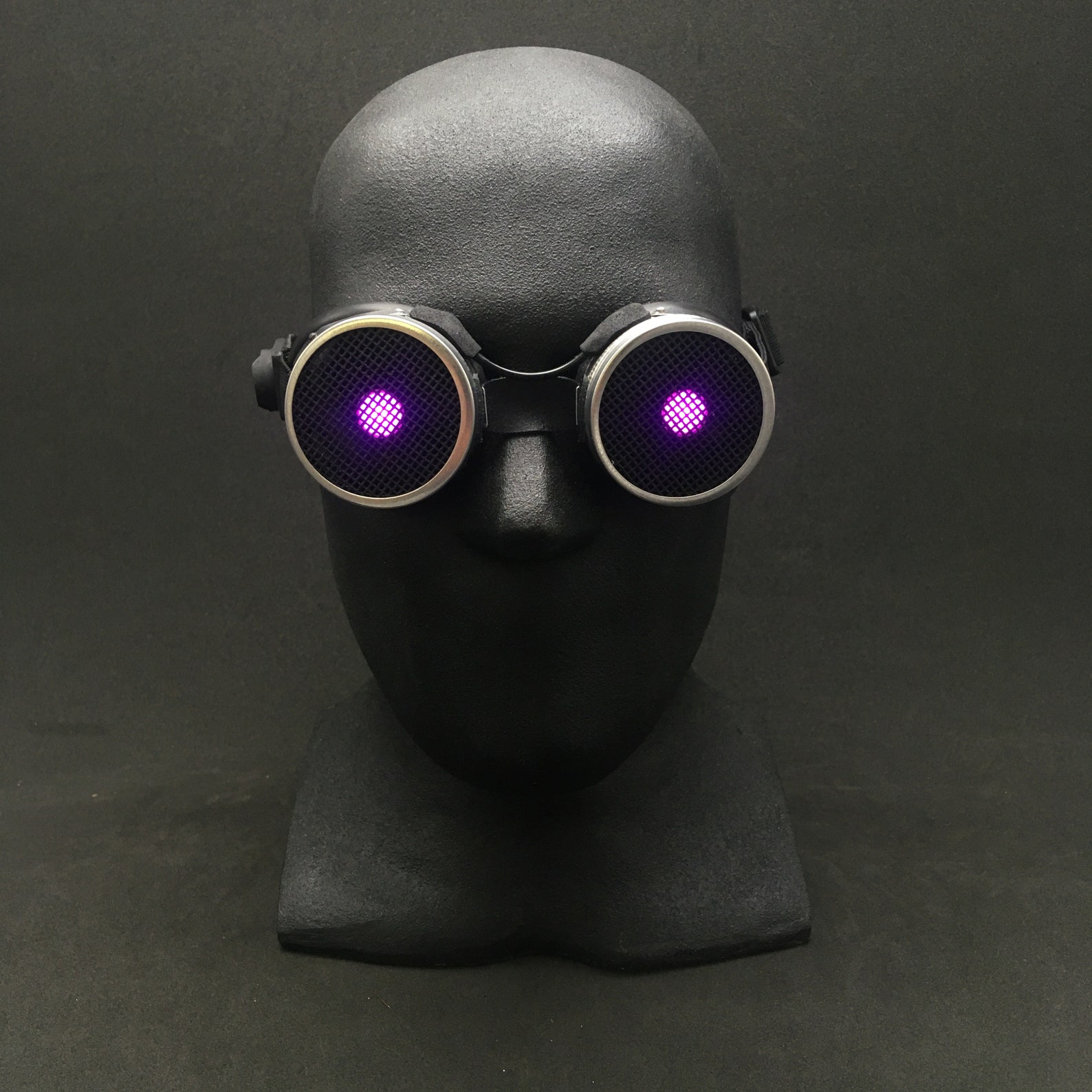 Goggles backlit Purple dot steampunk goggles Etsy