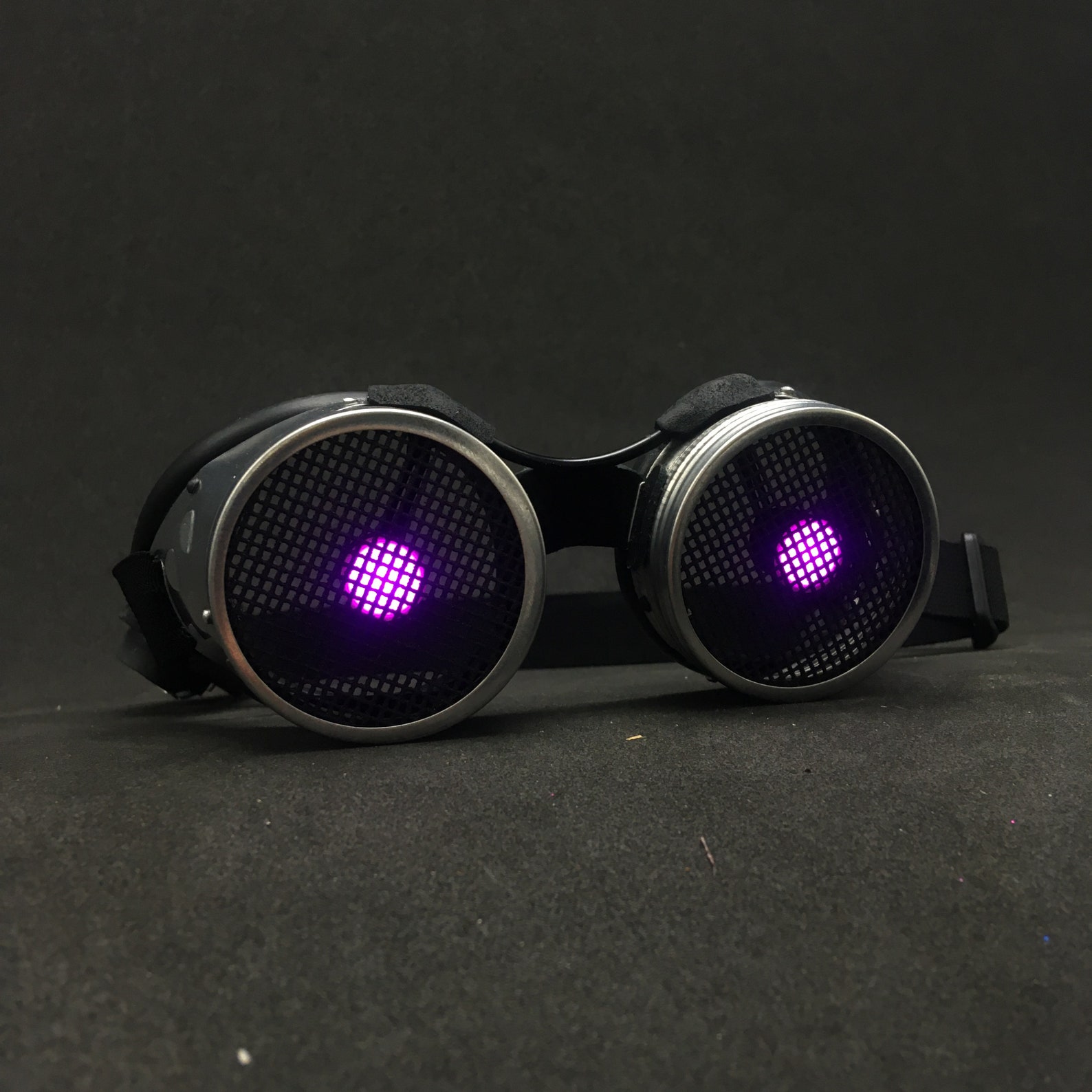 Goggles backlit Purple dot steampunk goggles Etsy